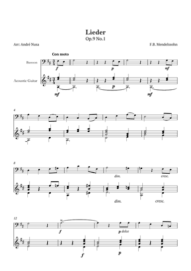 Lieder Op.9 No.1 (arr. André Nusa)