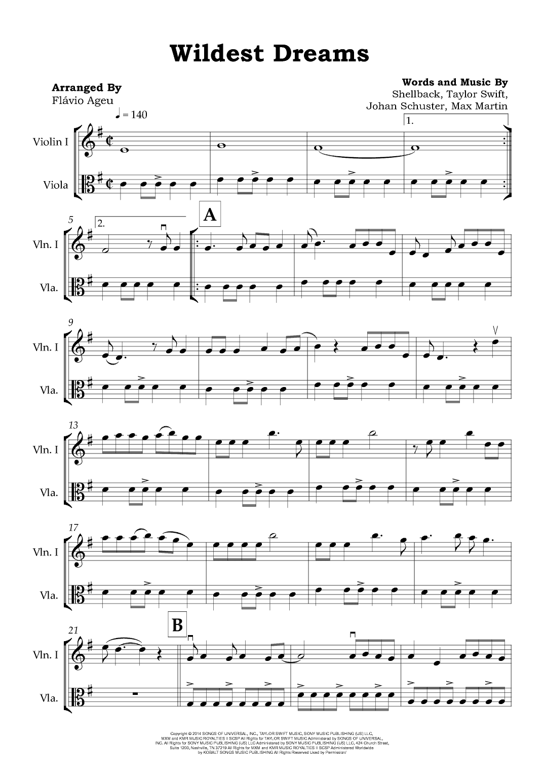 Wildest Dreams (arr. Flávio Ageu)
