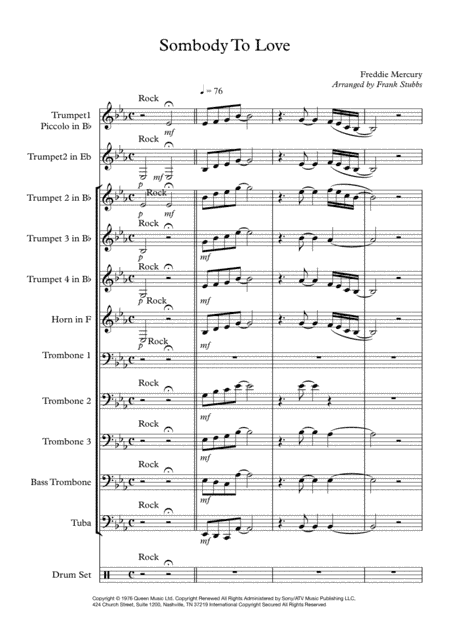 Somebody To Love (arr. Frank Stubbs)