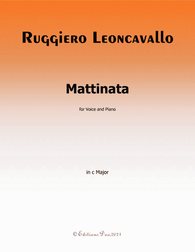 Mattinata,by Leoncavallo,in C Major (arr. Editions Dao)