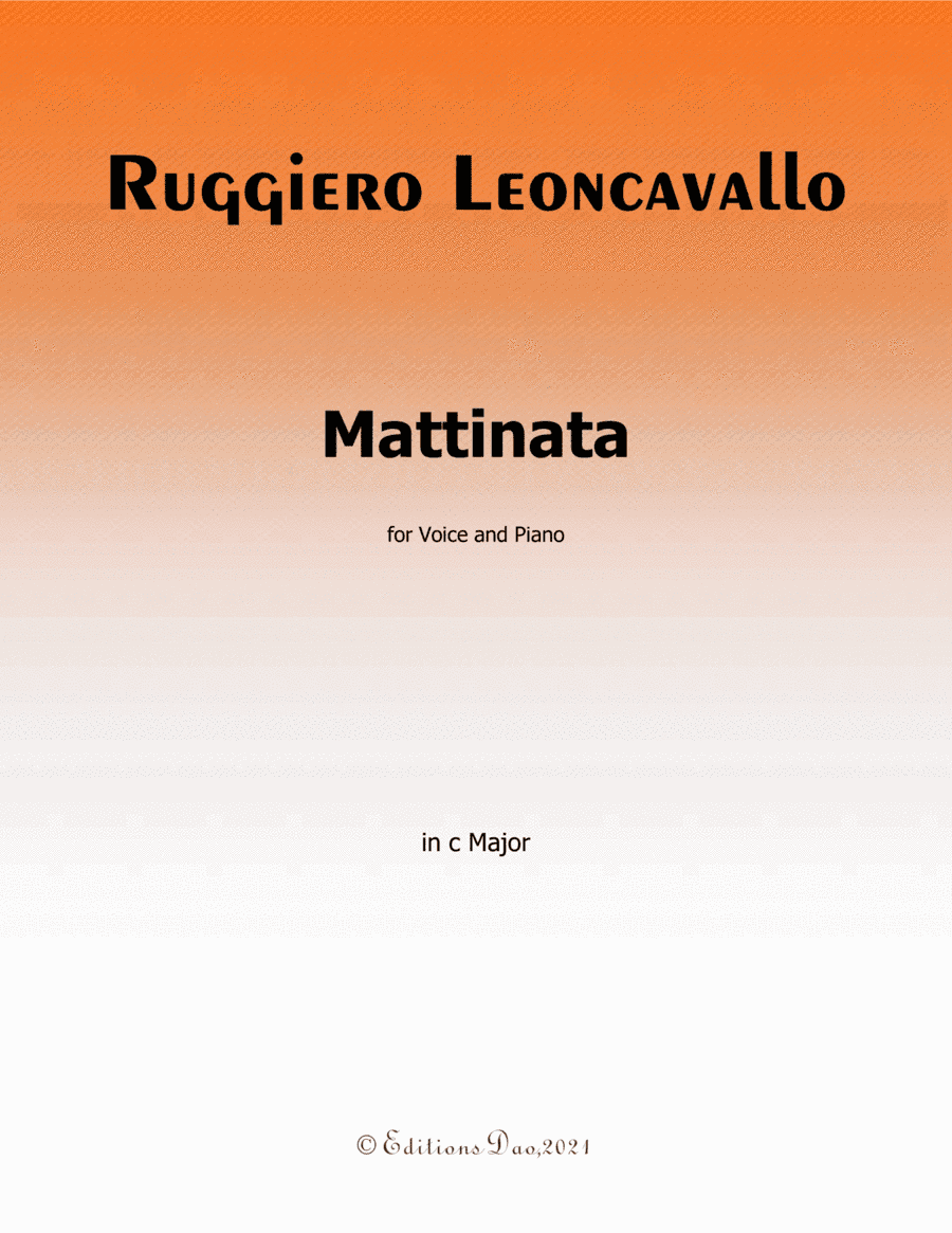Mattinata,by Leoncavallo,in C Major (arr. Editions Dao)