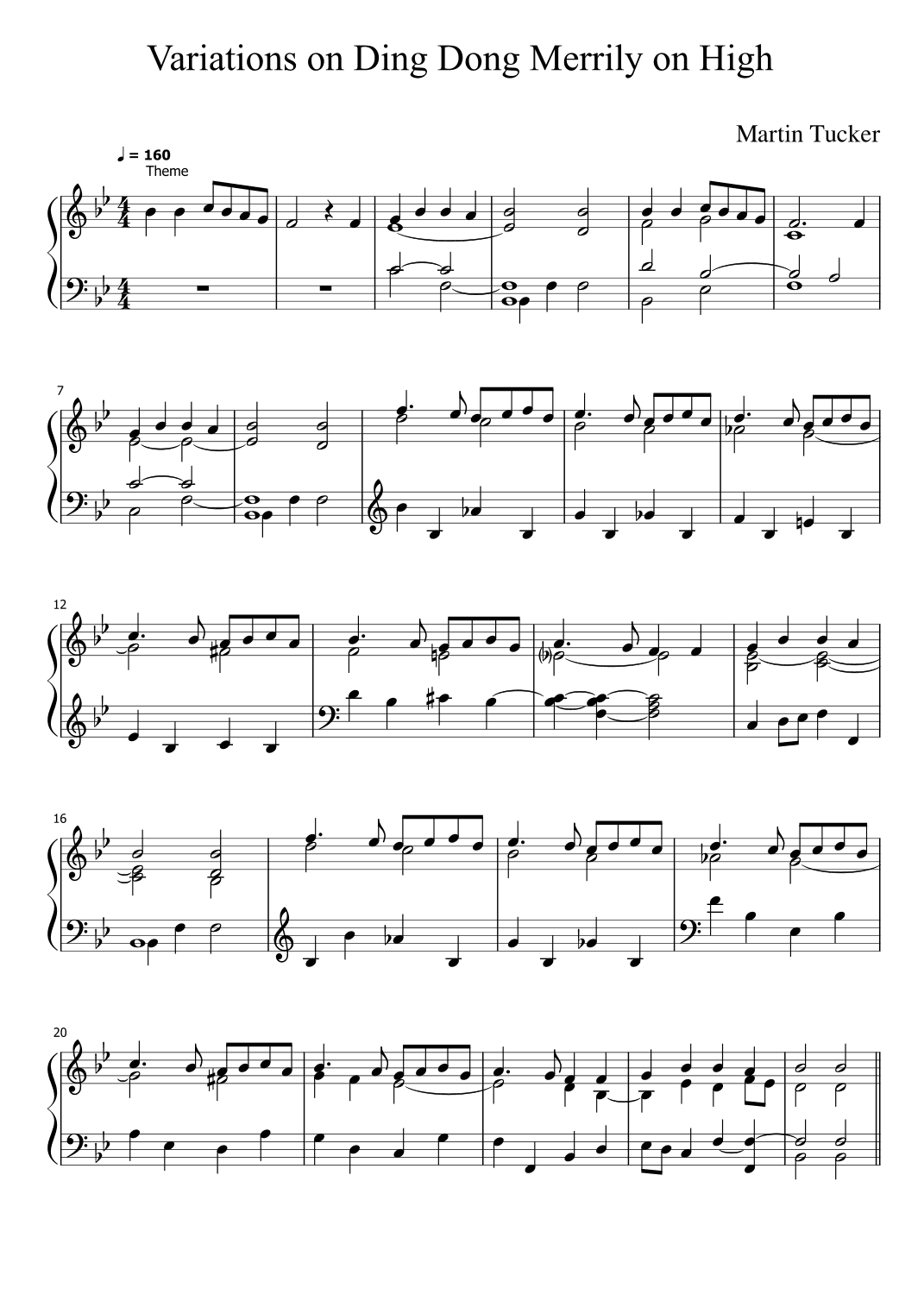 Ding Dong Merrily on High: 9 variations for piano (arr. Martin Tucker)