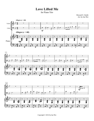 Love Lifted Me for Piano Trio (arr. Ian Wei)