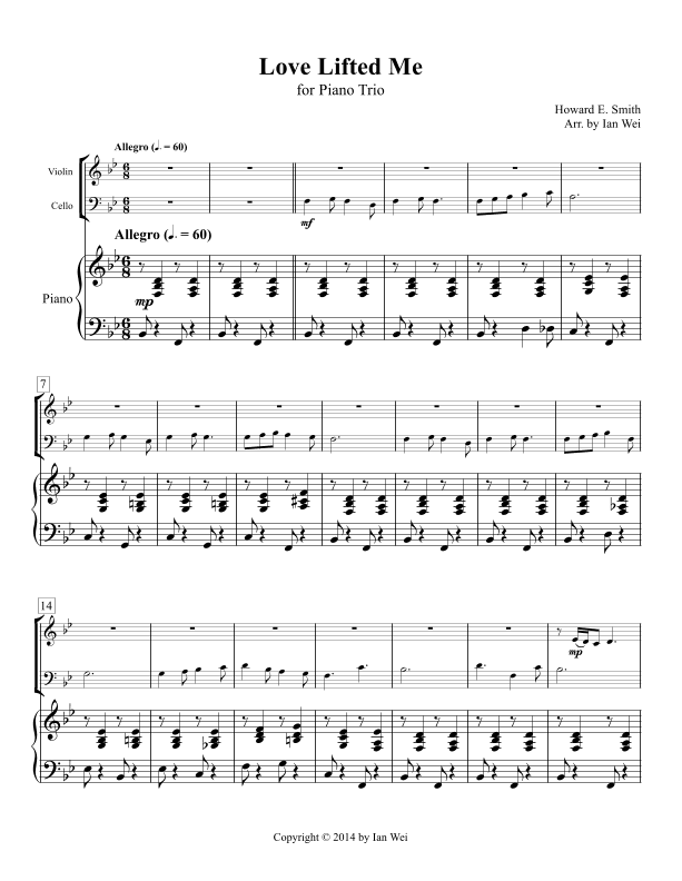 Love Lifted Me for Piano Trio (arr. Ian Wei)