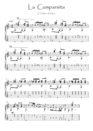 La cumparsita classical Guitar solo (arr. PianoSheetNow)