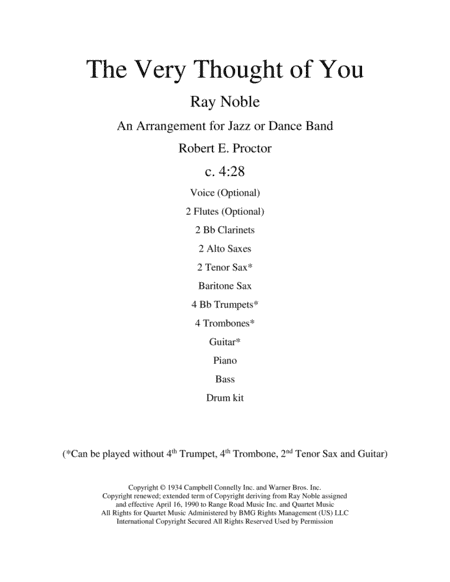 The Very Thought Of You (arr. Robert E. Proctor)