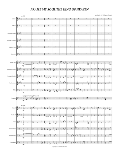 PRAISE MY SOUL THE KING OF HEAVEN FOR FULL ORCHESTRA (arr. Garth Williams)
