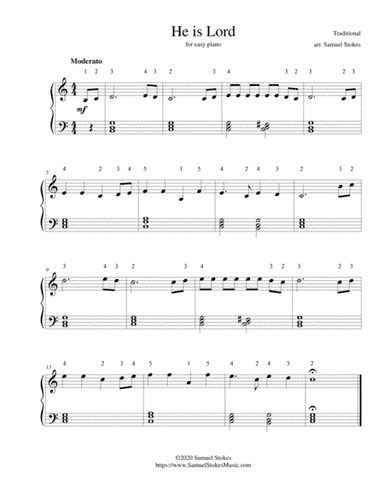 He is Lord - for easy piano (arr. Samuel Stokes)