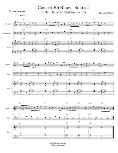 Concert Bb Blues Solo #2 - 12 Bar Blues w/ Rhythm Section - Eb Instruments
