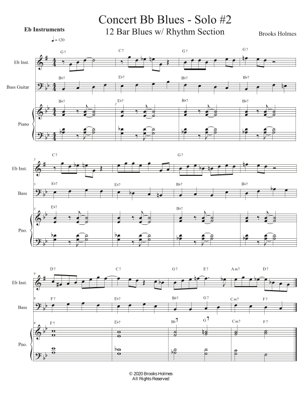 Concert Bb Blues Solo #2 - 12 Bar Blues w/ Rhythm Section - Eb Instruments