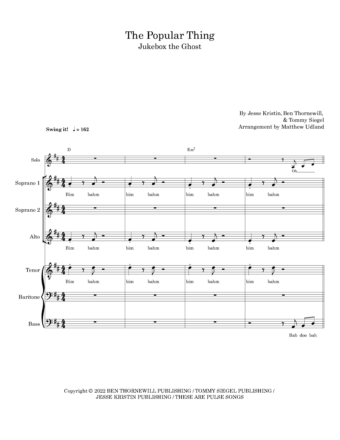 The Popular Thing (arr. Matthew Udland)