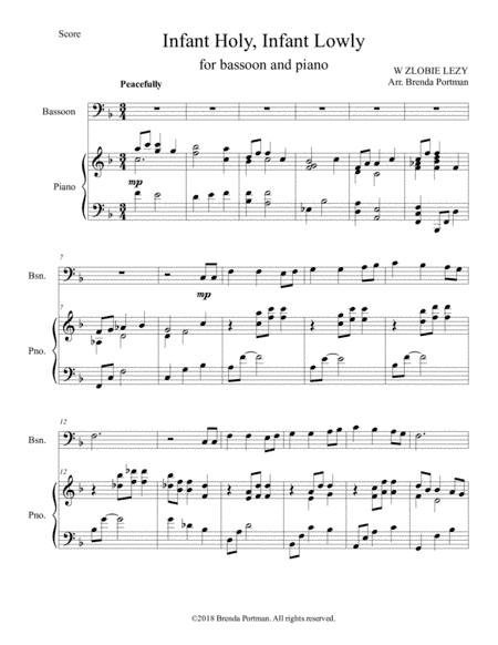 Infant Holy, Infant Lowly (bassoon/piano), arr. Brenda Portman (arr. Brenda Portman)