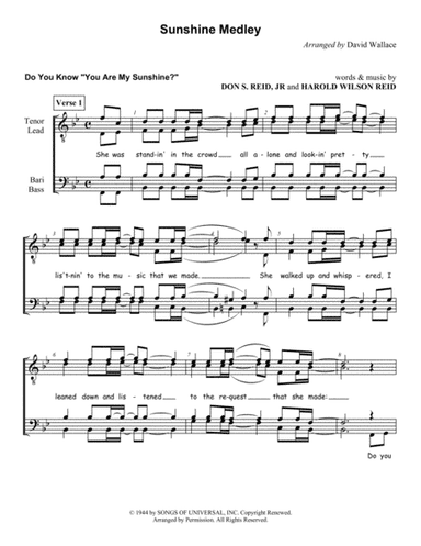 Do You Know You Are My Sunshine (arr. David Wallace)
