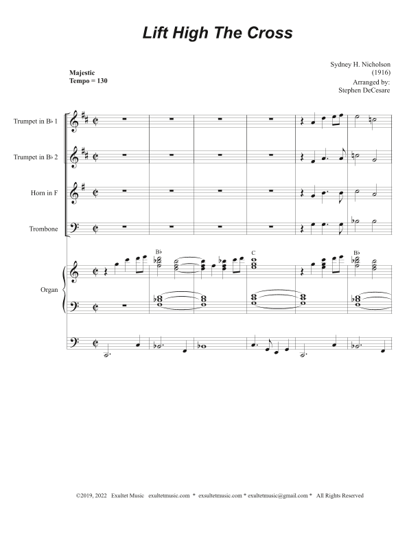 Lift High The Cross (for Brass Quartet and Organ) (arr. Stephen DeCesare)