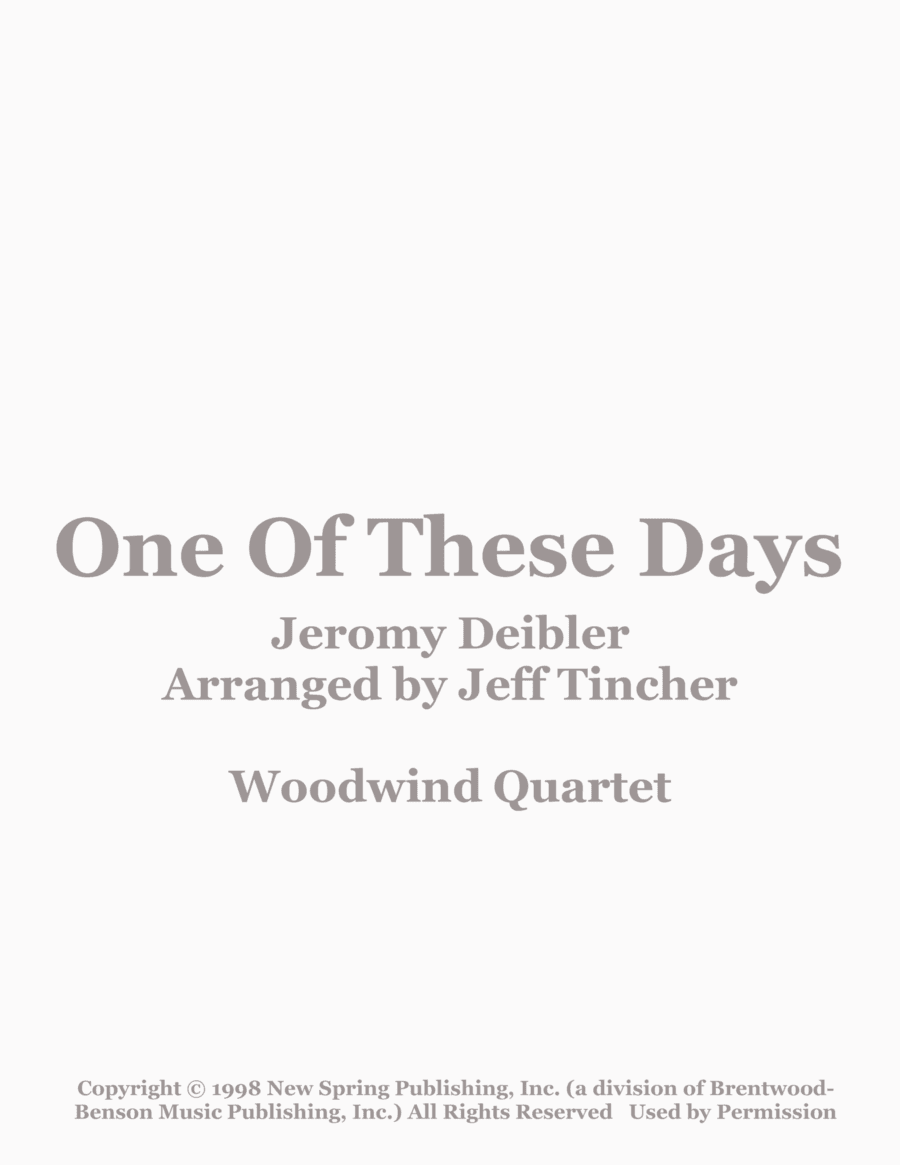 One Of These Days (arr. Jeff Tincher)