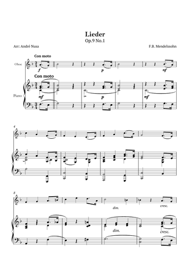 Lieder Op.9 No.1 (arr. André Nusa)