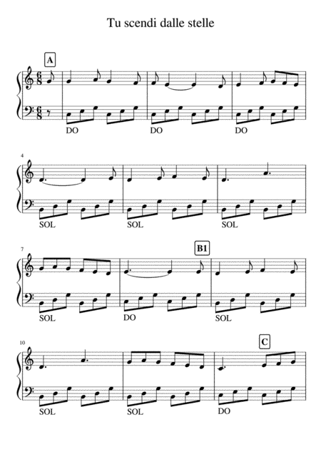 Tu Scendi dalle Stelle - Very Easy Piano for beginners (arr. Francesca Chiofalo)