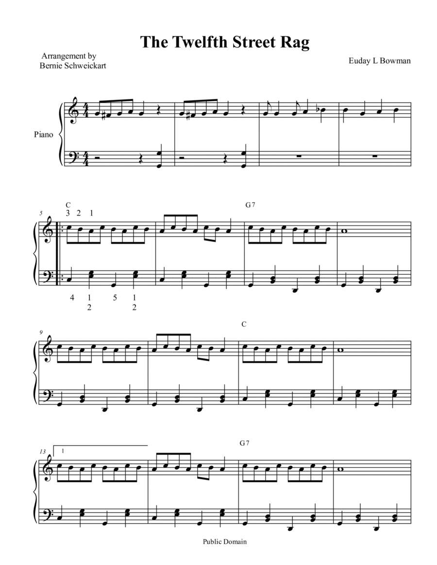 Twelfth Street Rag (Simplified) (arr. Bernie Schweickart)
