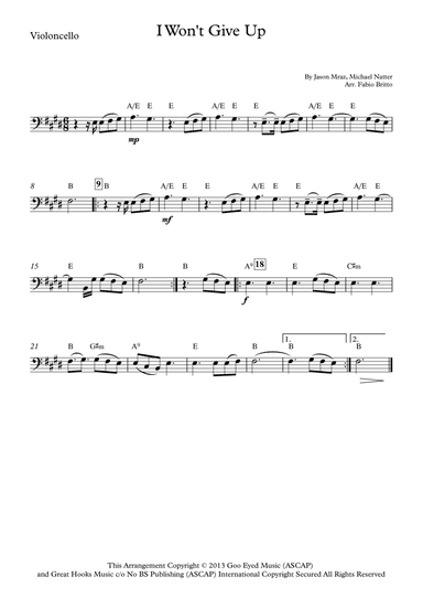 I Won't Give Up (arr. Fabio Britto)