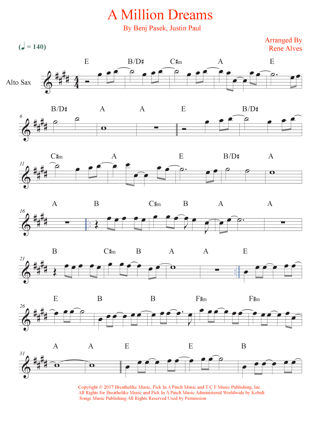 A Million Dreams (arr. Rene Alves)