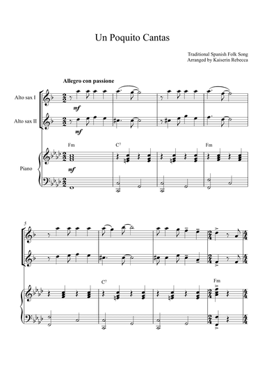 Un Poquito Cantas (arr. Kaiserin Rebecca)