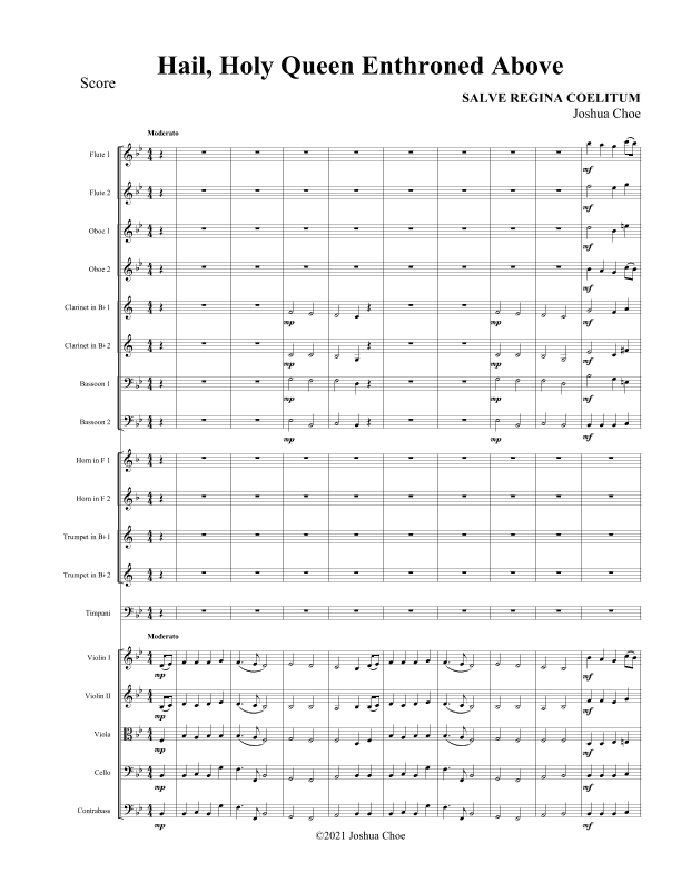 Hail, Holy Queen Enthroned Above (arr. Joshua Choe)
