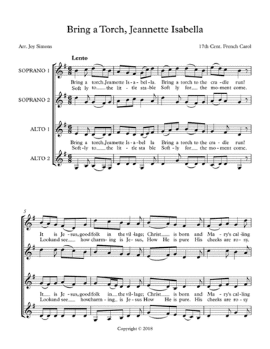 Bring a Torch, Jeannette Isabelle (arr. Joy Simons)