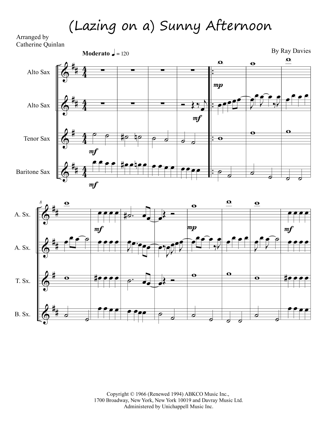 Sunny Afternoon (arr. Catherine Quinlan)