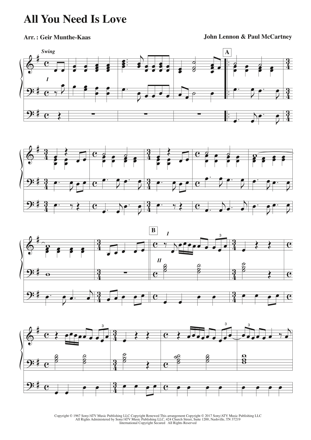 All You Need Is Love (arr. Geir Munthe-Kaas)
