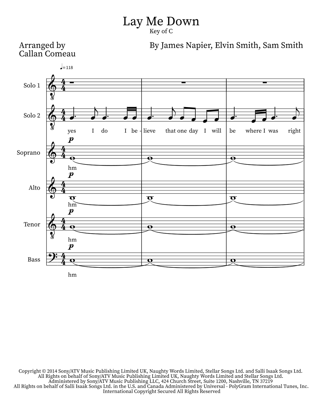 Lay Me Down (arr. Callan Comeau)