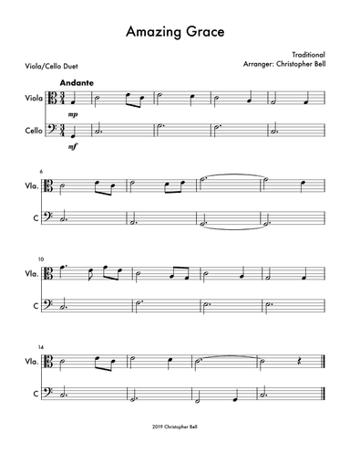 Amazing Grace - Viola/Cello Duet (arr. Silent Home Records)