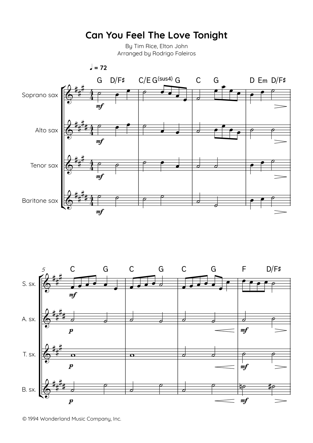 Can You Feel The Love Tonight (arr. Rodrigo Faleiros)