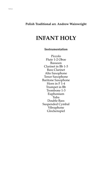Infant Holy (arr. Andrew Wainwright)