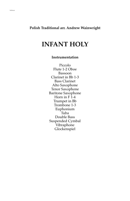 Infant Holy (arr. Andrew Wainwright)
