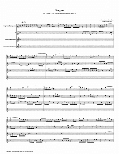Fugue 07 from Well-Tempered Clavier, Book 1 (Saxophone Quartet) (arr. Richard Byrnes)