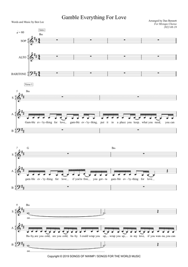 Gamble Everything For Love (arr. Dan Bennett)