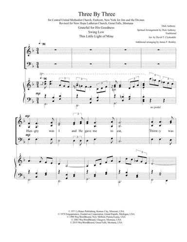 Three By Three - Grateful for His Goodness, Swing Low, This Little Light of Mine (SAB) (arr. WayWordBound)