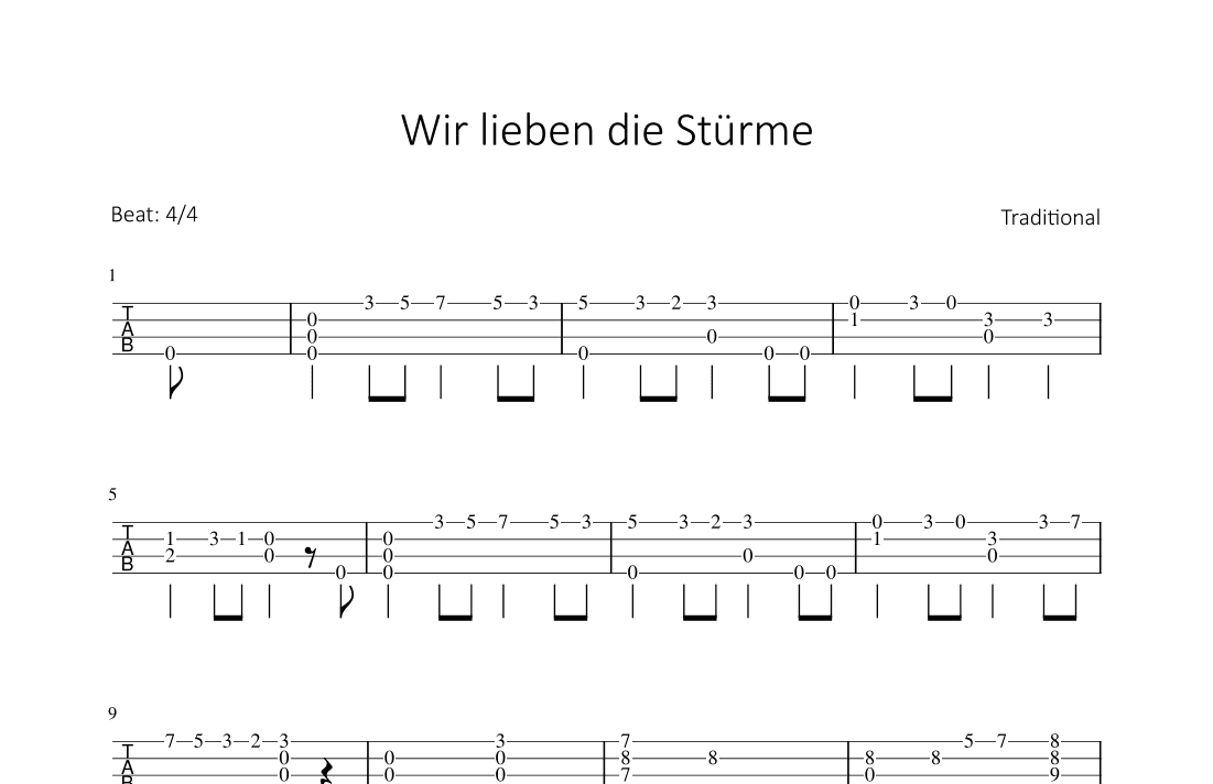 Wir lieben die Stürme (arr. Bettina Schipp)
