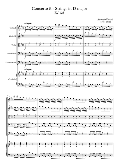 Concerto for Strings in D major RV 123