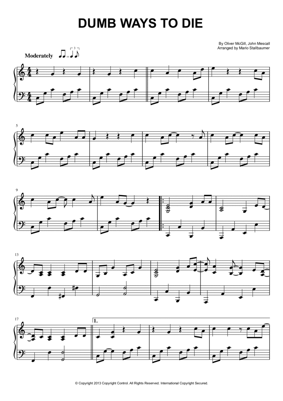 Dumb Ways To Die (arr. Mario Stallbaumer)