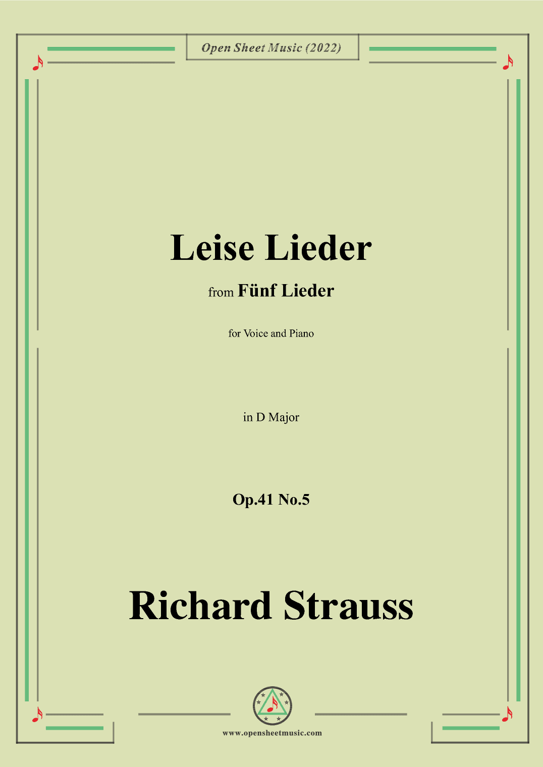 Richard Strauss-Leise Lieder,in D Major,Op.41 No.5 (arr. OSM Press)