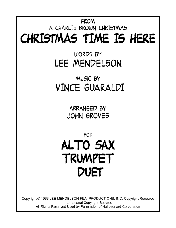 Christmas Time Is Here (arr. John Groves)