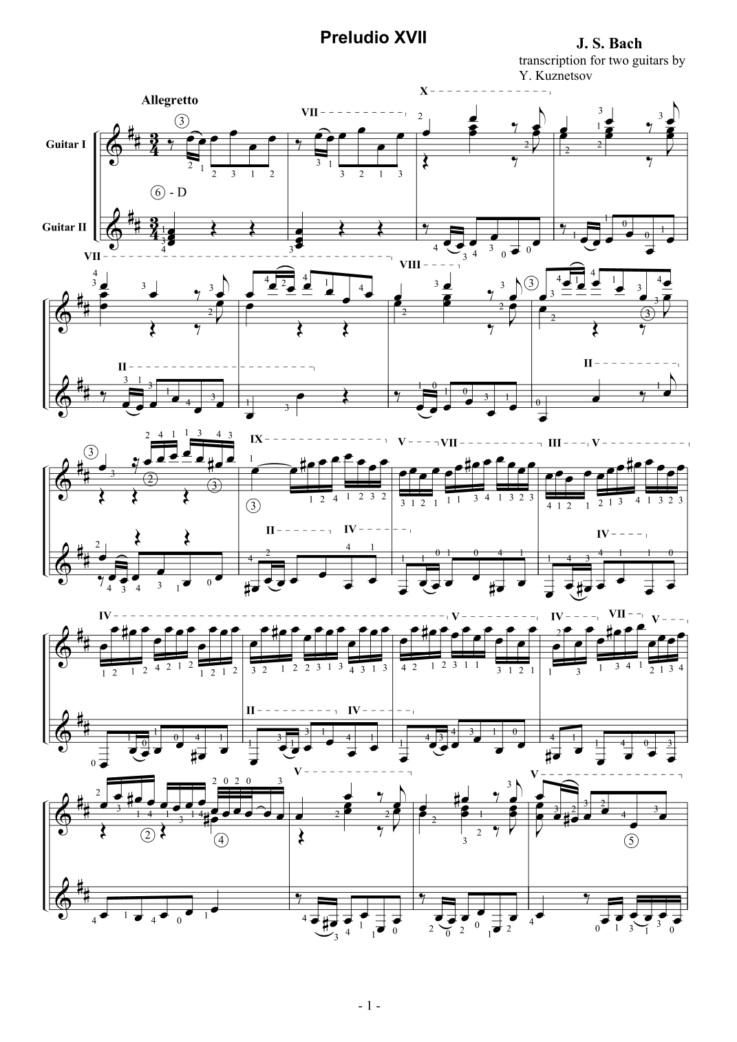 J.S. Bach: Prelude and Fugue in A-Flat Major, BWV 862 transcription for Duo Guitars (arr. Yuriy Kuznetsov)