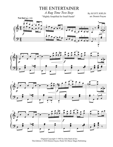 The Entertainer - Slightly Simplified for Small Hands (arr. Presto! It's Music Magic Publishing)