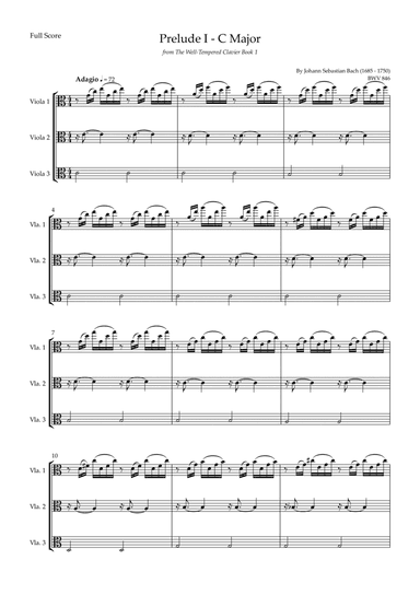 Prelude 1 in C Major BWV 846 (from Well-Tempered Clavier Book 1) for Viola Trio (arr. Fabio Britto)