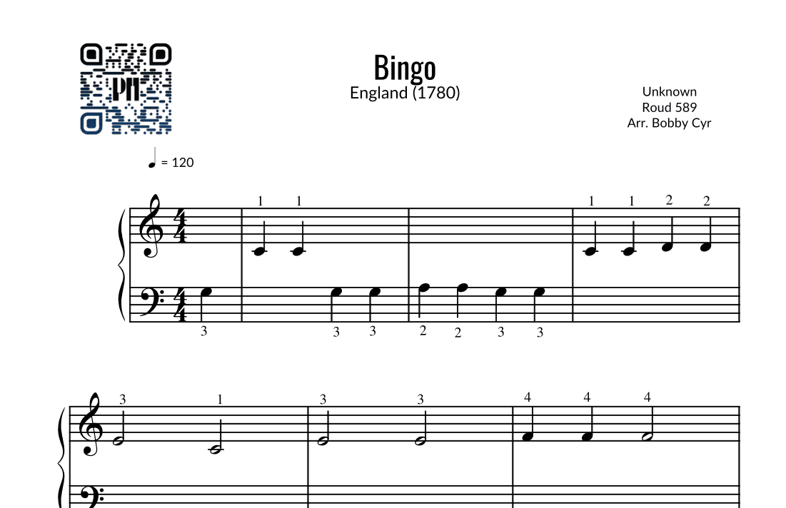 Bingo (Easy Piano) (arr. Bobby Cyr - Piano Notion)