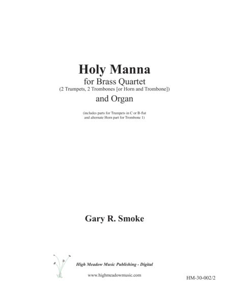 Holy Manna for Organ and Brass Quartet (arr. Gary R. Smoke)