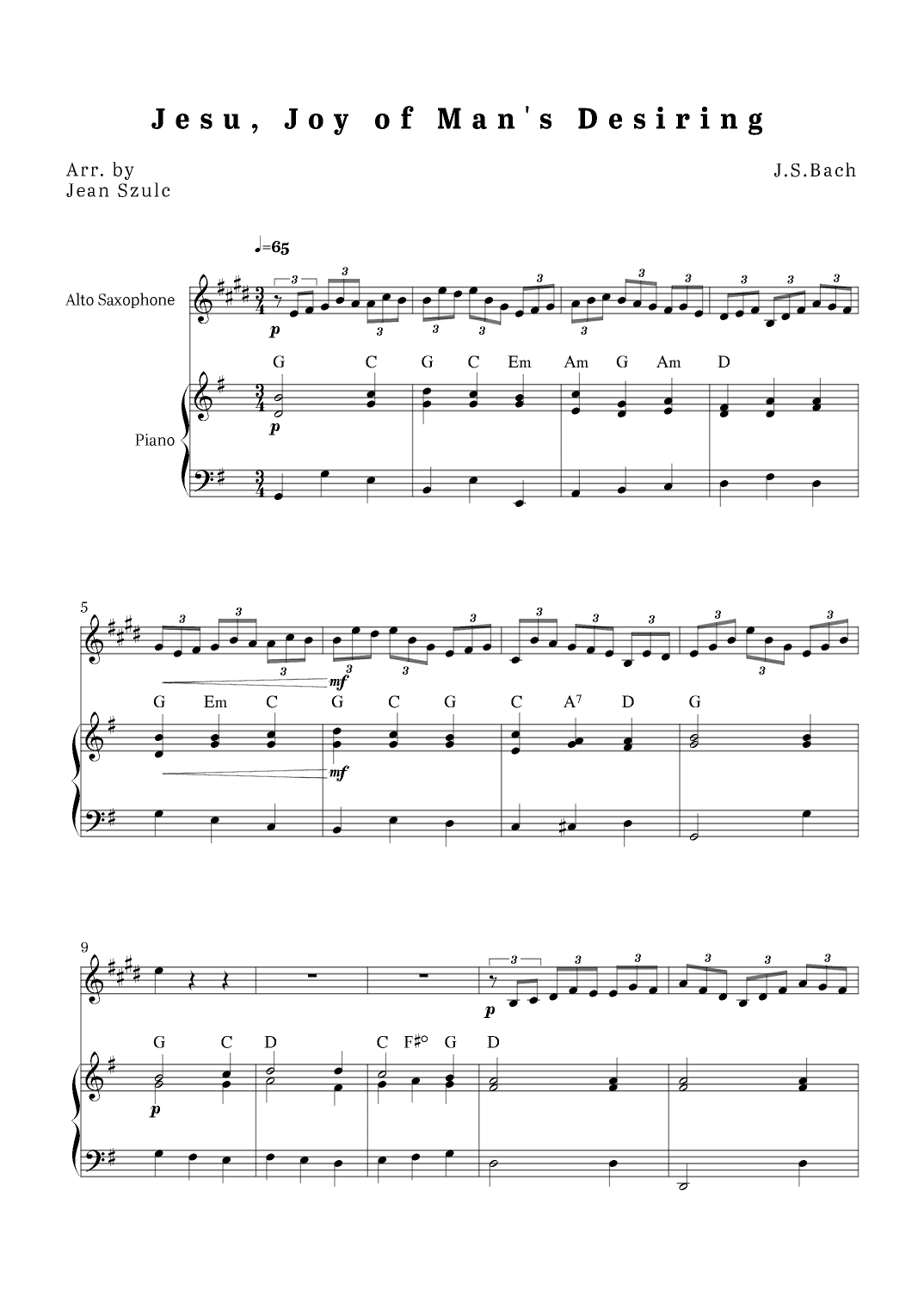 Jesu, Joy of Man's Desiring (arr. Jean Szulc)