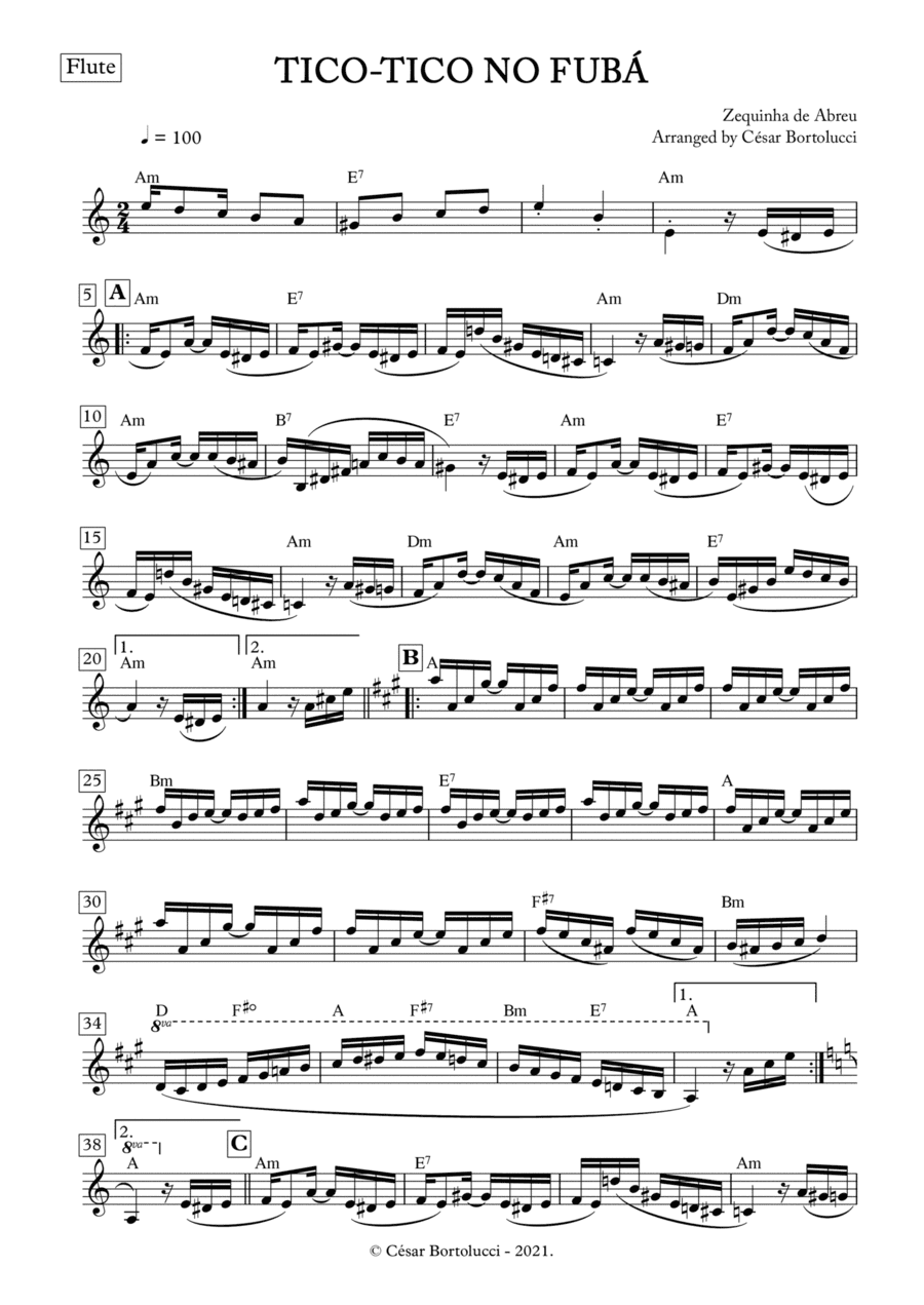 Tico-tico no Fubá - Flute with chords (arr. ACT Bortolucci)
