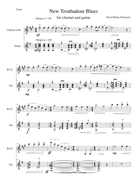 New Troubadour Blues for clarinet and guitar